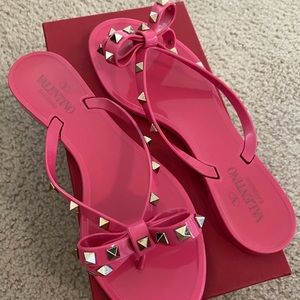 Valentino Rockstud Bow Jelly Thong Sandal